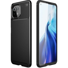 Xiaomi Mi 11 Lite Kılıf Karbon Desenli Esnek Yüksek Kaliteli Meteryalden Üretilmiş Silikon Kapak Ryc/negro