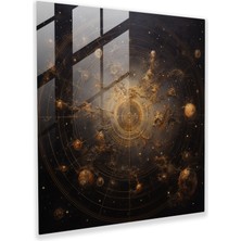 Popcas Gerçekçi Yıldız Haritası Cam Tablo - Ev Dekorasyonu Gece Gökyüzü Gerçekçi Yağlı Boya