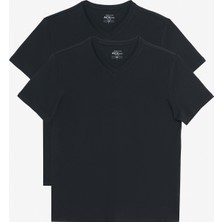 Altınyıldız Classics 2'li Slim Fit Dar Kesim V Yaka %100 Pamuk T-Shirt