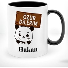 Bk Gift Kişiye Özel Özür Dilerim Tasarımlı Siyah Kupa Bardak, Özür Dileme Hediyesi