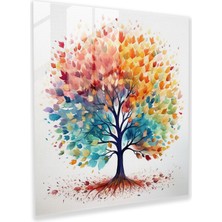 Popcas Yüzen Yapraklar Cam Tablo Sanatı - Yapraklar Cam Tablo Gökyüzü Yüzen