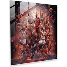 Popcas Nba Efsaneleri Cam Tablo - Nba Modern Sanat Cam Tablo