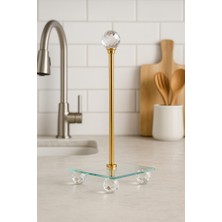 Mis Kitchen Kristal Ayaklı Cam Tabanlı Altın Renk Kağıt Havluluk - Mutfak ve Sofra Dekoru Kare Model
