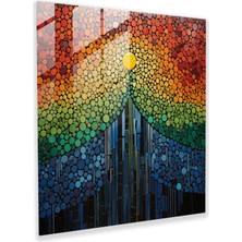 Popcas Mozaik Damlalar Cam Tablo - Yağmur Duvar Dekorasyonu Karışık Medya Sanat Eseri Ev Dekorasyonu