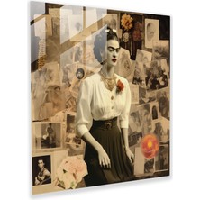 Popcas Frida Kahlo Cam Tablosu - Frida Kahlo Önemli Anlar Etkiler Cam Duvar Sanatı