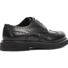 Erkek Siyah Bağcıklı Deri Klasik Ayakkabı