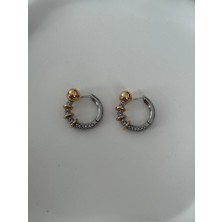 Iki Renkli Zirkon Taşlı Halka Küpe