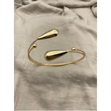 Çift Taraflı Gold Renk Damla Detaylı Ayarlanabilir Kol Pazu Bilekliği Unisex Kullanıma Uygun