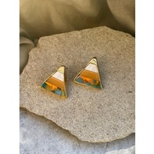 Desenli Üçgen Küpe