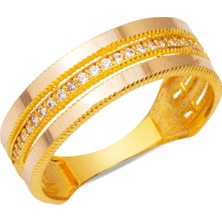 3 Sıralı Ajda Yüzük 14 Ayar Altın