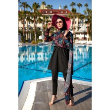 Remsa Paraşüt Önü Kapaklı Tam Kapalı Tesettür Mayo R046 Siyah Color Neon