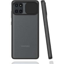 noktaks - Samsung Galaxy A81 (Note 10 Lite) - Kılıf Slayt Sürgülü Arkası Buzlu Lensi Kapak - Siyah - T15441