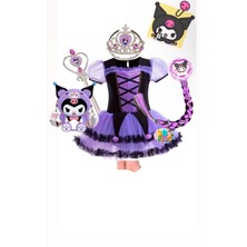 Kuromi Kostüm Seti Taç Asa Örgü Saç Çanta