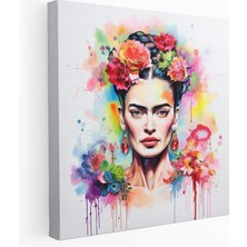 Popcas Frida Kahlo Kanvas Tablo Sanatı - Frida Kahlo Suluboya Portre Duvar Dekorasyonu Hayata Aşk
