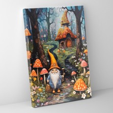 Popcas Büyülü Bahçe Cüce Kanvas Tablo - Cüce Akrilik ve Karışık Medya Sanatı Sihir Büyülü Bahçe