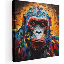 Popcas Goril Duvar Dekorasyonu - Mozaik Tarzı Sanat Eseri - Renkli Goril Temalı Kanvas Tablo
