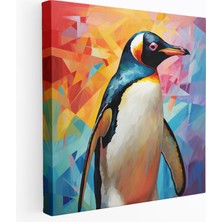 Popcas Penguen Duvar Dekorasyonu - Soyut Geometrik Penguen Tablosu - Penguen Geometrik Penguen Sanatı Penguen Duvar Süsü Benzersiz Penguen Sanatı