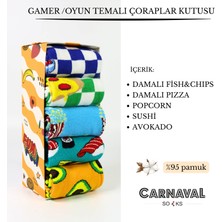 Damalı ve  Renkli 5'li Fast Food Tasarım Çorap Kutusu