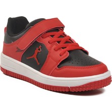 Kırmızı-Siyah Cırtlı Çocuk Spor Ayakkabı Haykat Kısa F