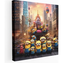 Popcas Minyonlar Kanvas Duvar Dekorasyonu - Canlı Şehir Manzaralı Minyonlar - Premium Kanvas Tablo Baskı - Heyecan Verici Duvar Dekorasyonu