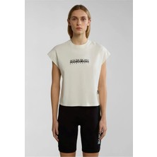 Napapijri S-Box Kadın Günlük T-Shirt Nefes Alabilen Kumaş ile Doğa Yürüyüşü İçin Kısa Kollu