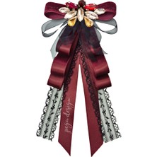 Shine Seri Bordo Kurdele Broş,okul Iş , Gömlek Ceket Yaka Çiçek