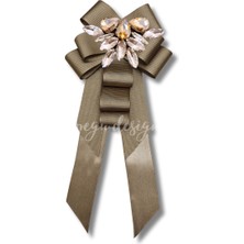 Shine Seri Kahve Ekru Yeşil Grogren Kurdele Kurdele Taşlı Yaka Çiçeği Broş Okul,iş,şal,gömlek