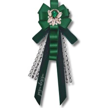 Shine Seri Yeşil Kurdele Kurdele Taşlı Yaka Çiçeği Broş Okul,iş,şal,gömlek