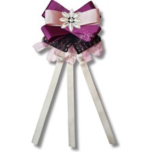 Shine Seri Mürdüm Grogren Kurdele Dantelli Taşlı Yaka Çiçeği Broş Okul,iş,şal,gömlek