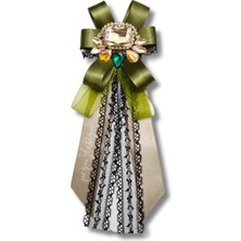 Shine Seri Yeşil Kurdele Kurdele Taşlı Yaka Çiçeği Broş Okul,iş,şal,gömlek