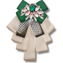 Shine Seri Yeşil Kurdele Kurdele Taşlı Yaka Çiçeği Broş Okul,iş,şal,gömlek