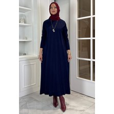 Beyza Fitilli Triko Elbise Lacivert