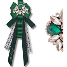 Shine Seri Yeşil Kurdele Kurdele Taşlı Yaka Çiçeği Broş Okul,iş,şal,gömlek