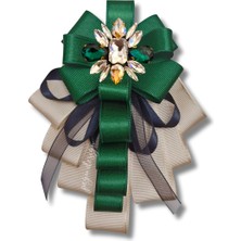 Shine Seri Yeşil Kurdele Kurdele Taşlı Yaka Çiçeği Broş Okul,iş,şal,gömlek