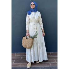 Süreyya Çizgili Gömlek Elbise Indigo