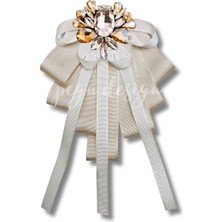 Shine Seri Ekru Grogren Kurdele Taşlı Yaka Çiçeği Broş Okul,iş,şal,gömlek