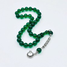 Yeşil Renkte Sıkma Ateş Kehribar Tesbih