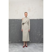 Omuz Detaylı Düz Elbise 26W40882