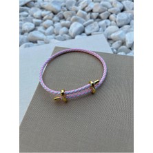 Renkli Ayarlanabilir Çelik Detaylı Örme Ip Bileklik