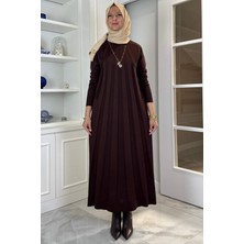 Beyza Fitilli Triko Elbise Acı Kahve