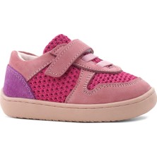 Rakerplus Bob Hakiki Deri Pembe Mor Barefoot Cırtlı Lastikli Bebek Sneaker Ayakkabı