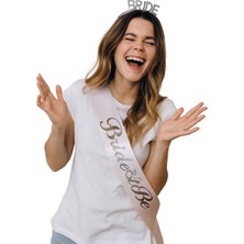 Dodomar Bride To Be Kuşak saten somon rengi Gümüş varaklı