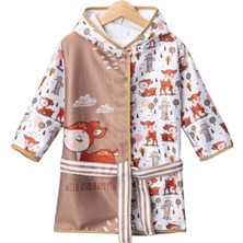 Çocuk Bornoz %100 Pamuk Ceylan Desen Erkek Bebek Çocuk Bornozu