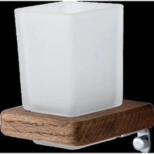 Adnoss Lüks Selvi Diş Fırçalık Krom Pirinç Ahşap - Ahşap Krom