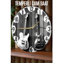 Müzik ve Enstrüman Tutkusu Olanlar Için 3D Görünümlü Temperli Cam Saat – 33 cm CSDW422