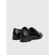 Lorayn Hakiki Rugan Deri Siyah Kadın Loafer