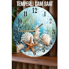 Deniz Esintili 3D Görünümlü Temperli Cam Saat – 33 cm CSDW397
