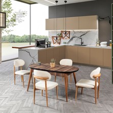 Oval 4 Sandalyeli Mutfak Masa Takımı