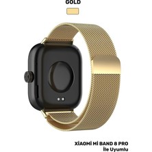 Xiaomi Mi Band 8 Pro Uyumlu Metal Hasır Örgü Mıknatıslı Ayarlanabilir Paslanmaz Kordon Kayış