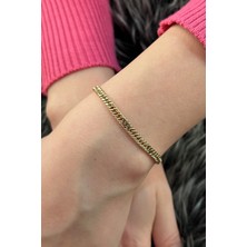 Fiyonk Kuyumculuk 14 Ayar Altın Sık Gurmet Zincir Bileklik 4 mm